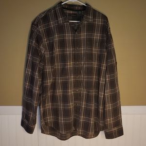 GH Bass & Co Button Up Shirt Brown Plaid Shirt XL